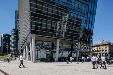 Milan, Italy - 30 June 2019: View of Building of BNL Paribas Bankのeditorial素材