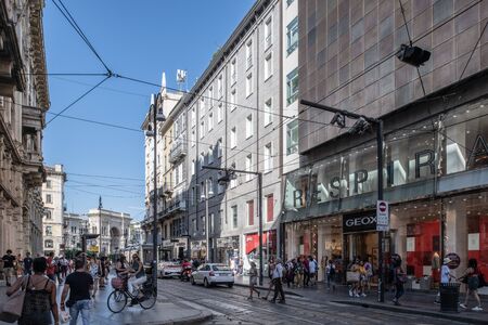Milan, Italy - 30 June 2019: View of Italian Streetのeditorial素材
