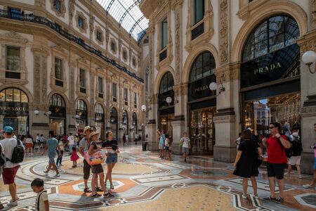 Milan, Italy - 30 June 2019: View of Galleria Vittorio Emanuele II Insideのeditorial素材