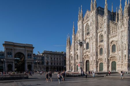 Milan, Italy - 30 June 2019: View of Piazza Duomoのeditorial素材