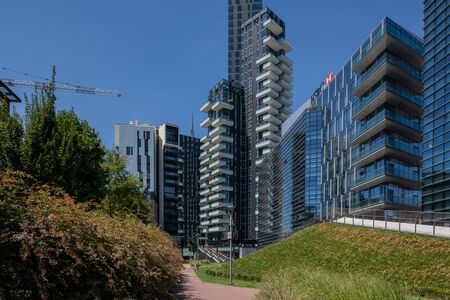 Milan, Italy - 30 June 2019: View of Porta Nuova area modern architecturesのeditorial素材