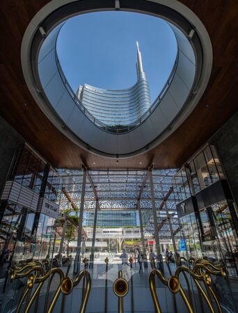 Milan, Italy - 30 June 2019: View of Piazza Gae Aulenti, Skyscrapersのeditorial素材