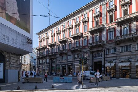Milan, Italy - 30 June 2019: View of Via Dante streetのeditorial素材