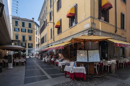 Milan, Italy - 30 June 2019: View of Zona Brera, italian oldtown streetのeditorial素材