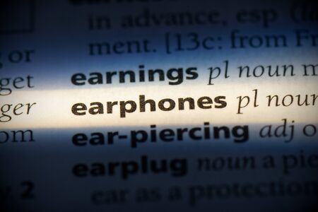 earphones word in a dictionary. earphones concept, definition.の写真素材
