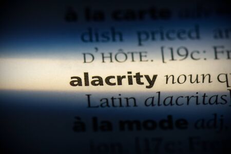alacrity word in a dictionary. alacrity concept, definition.の写真素材