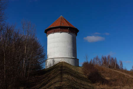 Compensation tower of the Bielkowo power plant on the Radunia riverの写真素材