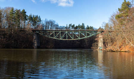 Railway bridge across Radunia in Rutkiの写真素材