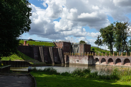 View of the lock of the Kaliningrad canal, Russia.