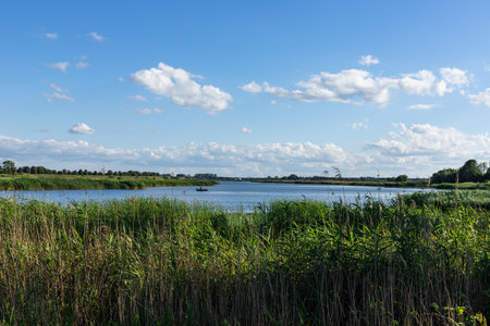 Nogat river at the Michalowo lockの写真素材