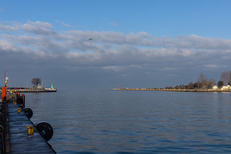 Exit from the port of Gdansk to the bay of Gdanskの写真素材