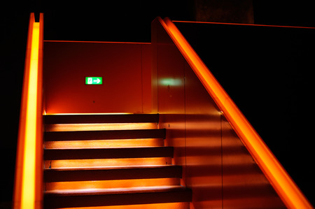 Stairway with orange and yellow lights. Vector illustrationの写真素材