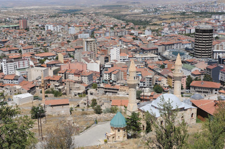 Panorama of Nevsehir city in Cappadocia, Anatolia, eastern Turkey (TÃ¼rkiye)