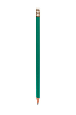Green pencil on a white backgroundの写真素材