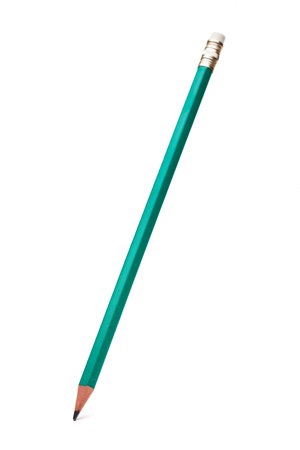 Green pencil on a white backgroundの写真素材