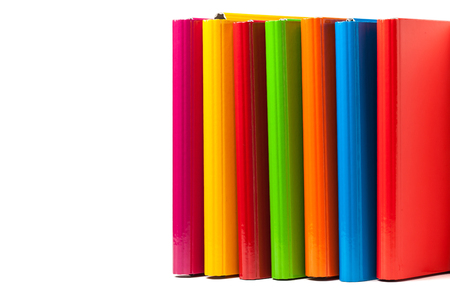 Colored ring binders on a white backgroundの写真素材