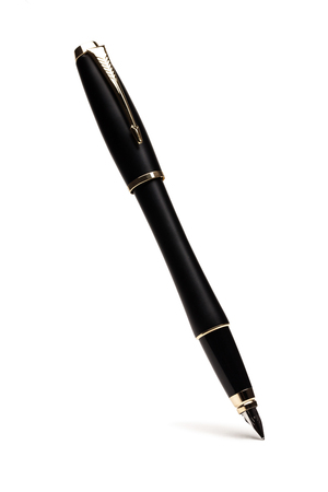 Black pen on a white backgroundの写真素材