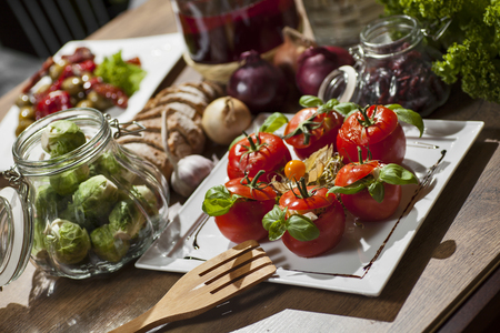 Grilled stuffed tomatoesの写真素材
