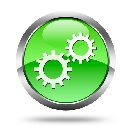 Shiny icon on a white background with gearsの写真素材