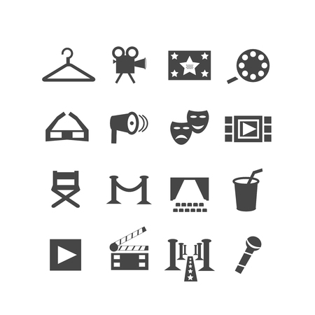 Set of cinema and theatre iconsのイラスト素材