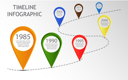 Vector Infographic Timeline Template with colorful pointersのイラスト素材