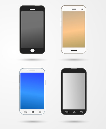 New realistic mobile phone smartphone collection  Vector illustration. for printing and web element, Game and application mockup.のイラスト素材