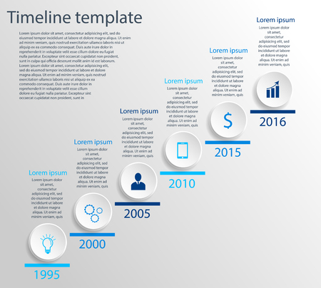 color timeline with circles and icons. infographic timeline templateのイラスト素材
