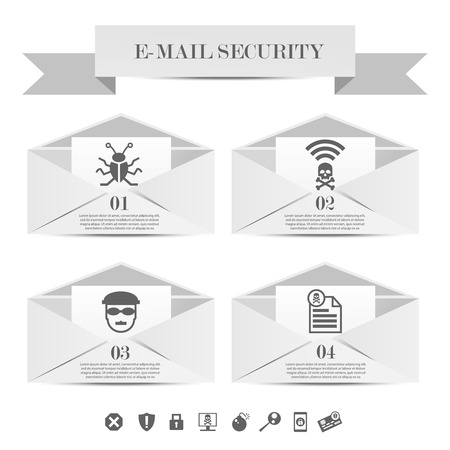 Abstract envelope set e-mail security concept. Email protection from spamのイラスト素材