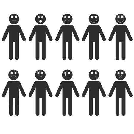 Set of stick man emotions. People collectionのイラスト素材