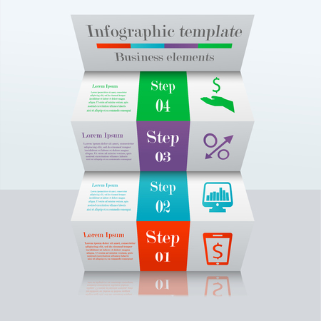 3d ladder infographic template. Concept with 4 options, steps or processes. Can be used for workflow layout, diagram, step up options, web design. Business elementsのイラスト素材