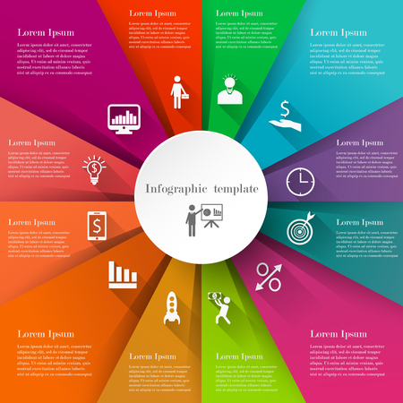 Infographic business template. Concept with 12 options, parts or steps. Text information design with long shadows iconsのイラスト素材