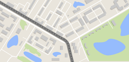 City map with road, lakes and buildings. Plan of the terrain. Geolocationのイラスト素材