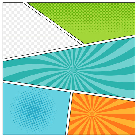 Comics book background. Mock-up of comics book page. Pop-art style. Template for web and mobile applicationsのイラスト素材