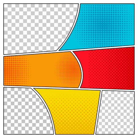 Comic book background in different colors with dotted and halftone effects. Pop-art styleのイラスト素材