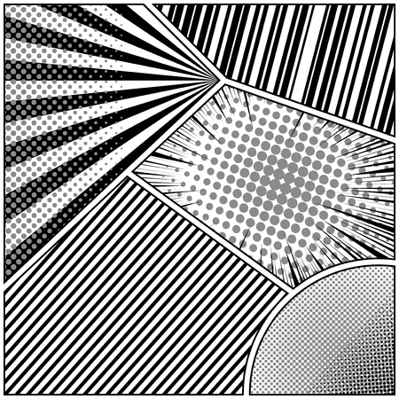 Comic book page monochrome design background with different humor effects. Vector illustrationのイラスト素材