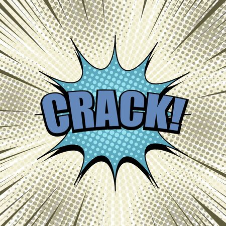 Comic elegant concept with Crack wording speech bubble radial rays and halftone effects. Vector illustrationのイラスト素材