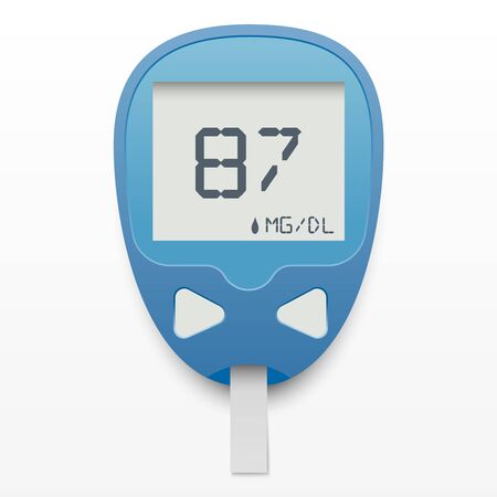 Blood glucose meter concept in realistic style on white background. Isolated vector illustrationのイラスト素材