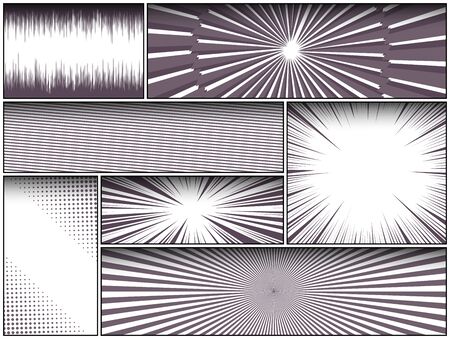 Bright elegant composition with frames of different shapes with halftone rays lines radial effects and shadows. Vector illustrationのイラスト素材