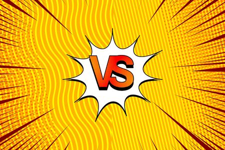 Comic light versus background with red VS letters orange rays waves and stripes effects. Vector illustrationのイラスト素材