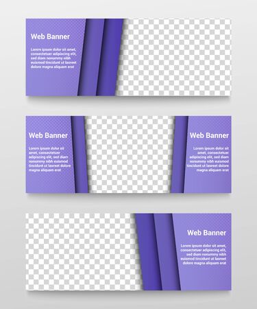 Elegant web banners set with text purple and transparent frames halftone effects. Vector illustrationのイラスト素材