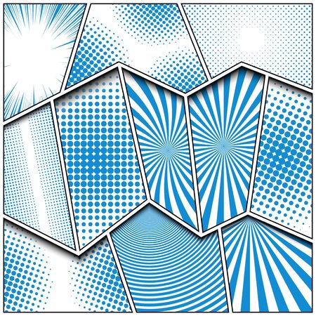 Comic monochrome bright concept with blue humor effects on white surfaces. Vector illustrationのイラスト素材
