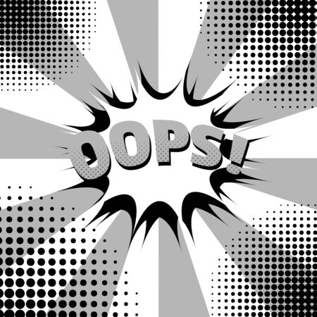 Comic monochrome abstract concept with elegant wording white speech bubble radial and halftone effects. Vector illustrationのイラスト素材