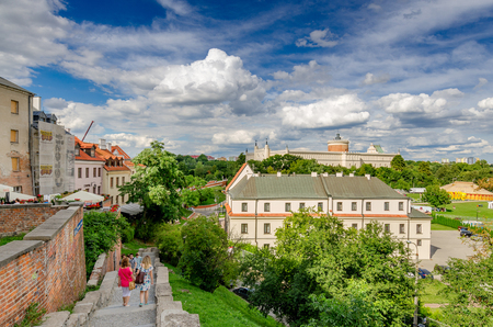 Lublin, Lublin province, Poland - July 8, 2017. View from old town, the Royale Castle in background.のeditorial素材