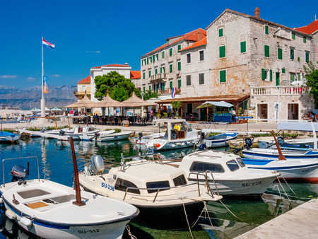 Postira, Split-Dalmatia county, Croatia - August 20, 2016: Harbor on island Brac.のeditorial素材