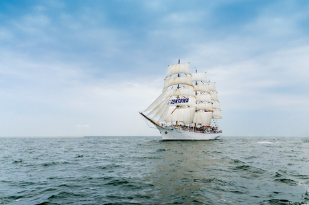 Gdynia, pomeranian province / Poland - September 4, 2011: Frigate Dar Mlodziezy. Bay of Gdansk.MODESのeditorial素材
