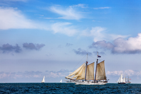 Gdynia, pomeranian province / Poland - July 5, 2009: 'Flying Dutchman' schooner. Bay of Gdansk.のeditorial素材
