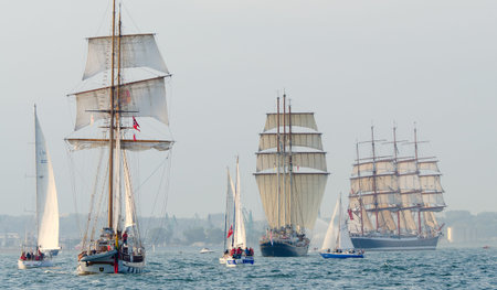 Gdynia, pomeranian province / Poland - September 4, 2011: Tall ships, Bay of Gdansk.