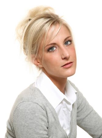 portrait of a young blonde womanの写真素材