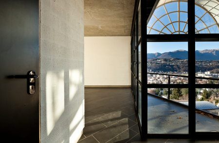 interior modern villa, view to exterior from window