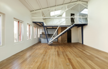 modern designer, apartment with mezzanine の写真素材